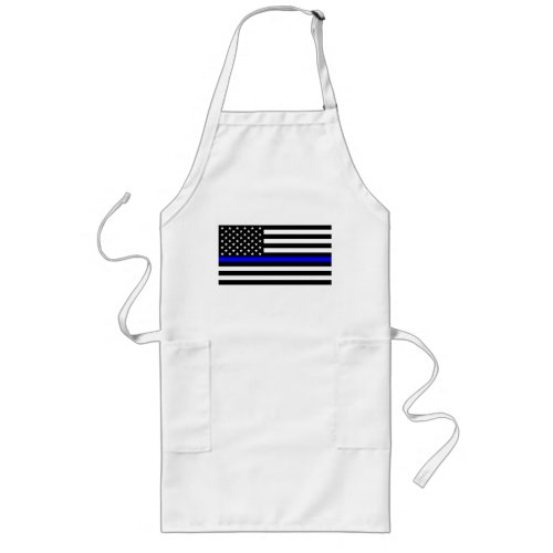 Thin Blue Line Police Cops American Flag Long Apron