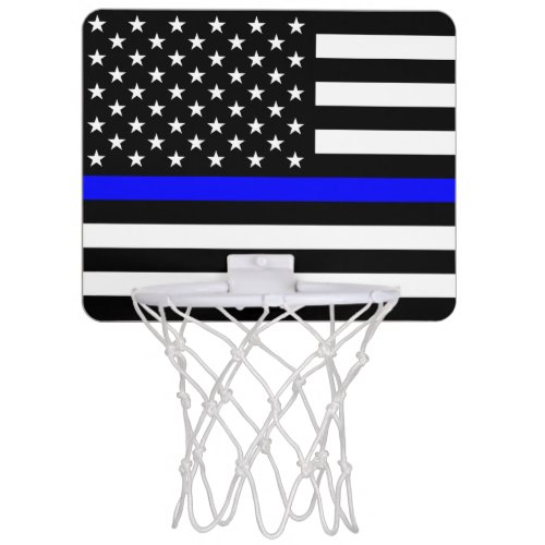 Thin Blue Line Police Cops American Flag Mini Basketball Hoop