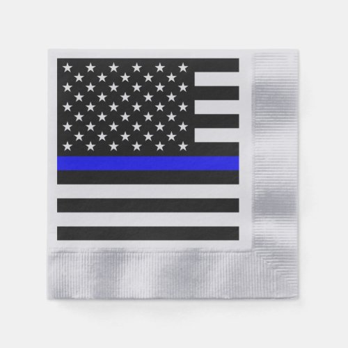 Thin Blue Line Police Cops American Flag Napkins