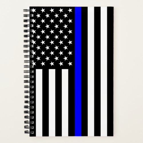 Thin Blue Line Police Cops American Flag Notebook