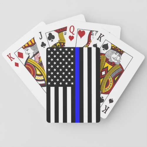 Thin Blue Line Police Cops American Flag Playing Cards