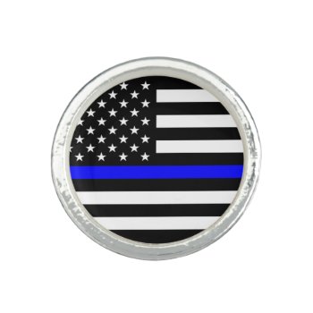 Thin Blue Line Police Cops American Flag Ring by Onshi_Designs at Zazzle