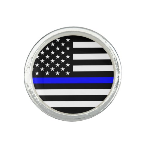 Thin Blue Line Police Cops American Flag Ring