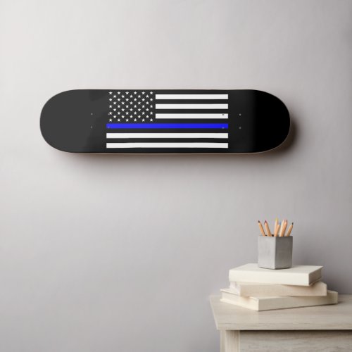Thin Blue Line Police Cops American Flag Skateboard
