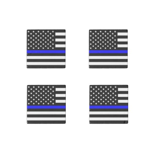 Thin Blue Line Police Cops American Flag Stone Magnet