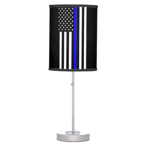 Thin Blue Line Police Cops American Flag Table Lamp