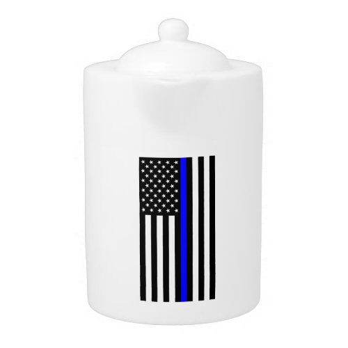 Thin Blue Line Police Cops American Flag Teapot