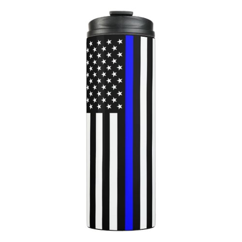 Thin Blue Line Police Cops American Flag Thermal Tumbler