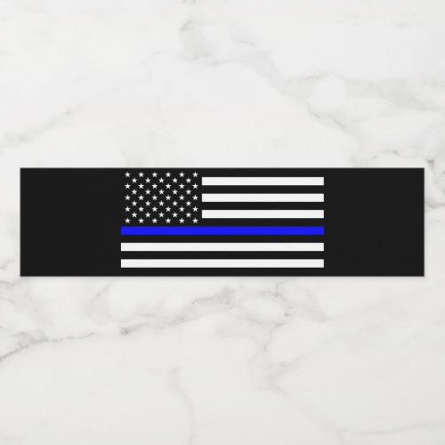 Thin Blue Line Police Cops American Flag Water Bottle Label