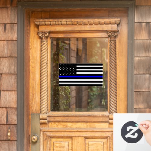 Thin Blue Line Police Cops American Flag Window Cling
