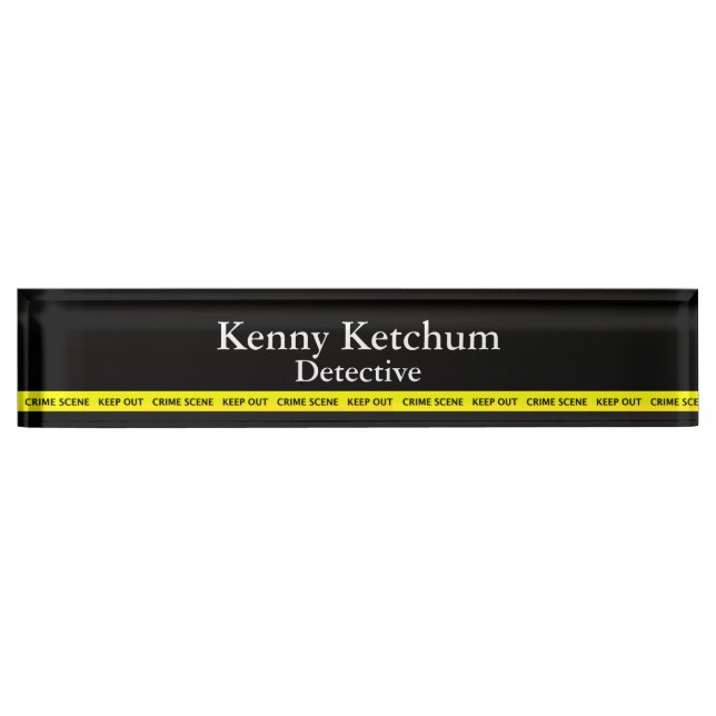 Thin Blue Line - Police Crime Scene Tape Desk Name Plate (Front)