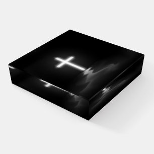 Thin Blue Line Police Cross Paperweight