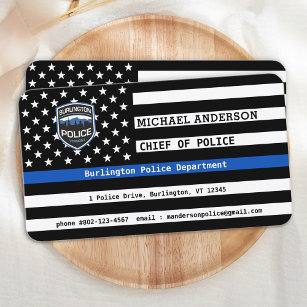 Thin Blue Line Police Custom Logo Law Enforcement Business Card