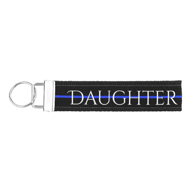 Thin Blue Line Police Daughter Officer Key Chain (Keys on Left)
