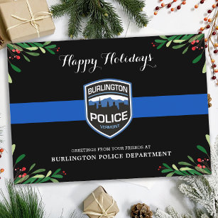 Thin Blue Line Police Department Christmas Holiday Card