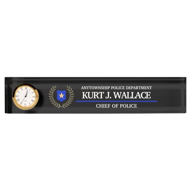 Thin Blue Line Police Department Logo Desk Name Plate (Front)
