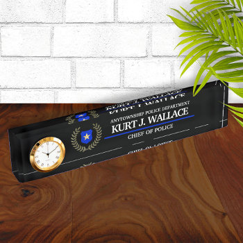 Thin Blue Line Police Department Logo Desk Name Plate by reflections06 at Zazzle