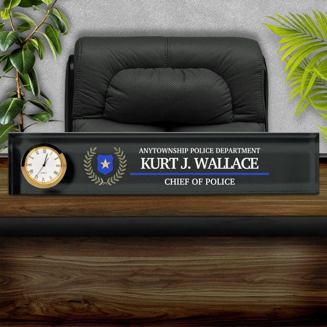 Thin Blue Line Police Department Logo Desk Name Plate (Creator Uploaded)