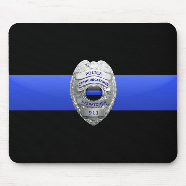 Thin Blue Line Police Dispatcher Badge Mouse Pad (Front)