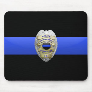 Thin Blue Line Police Dispatcher Badge Mouse Pad