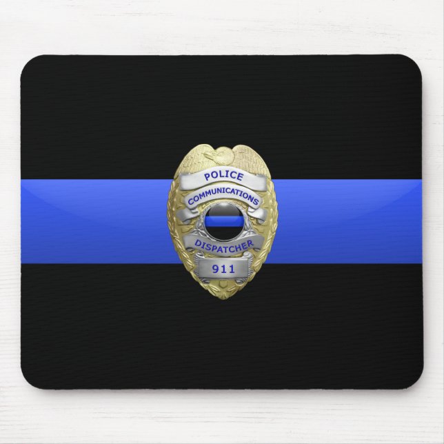 Thin Blue Line Police Dispatcher Badge Mouse Pad (Front)