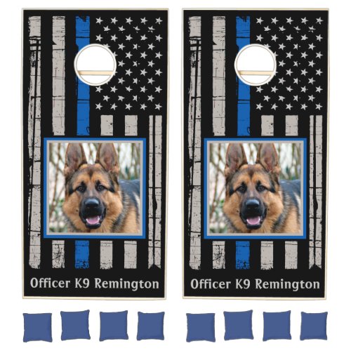 Thin Blue Line _ Police Dog Photo _ Officer K9 Cornhole Set