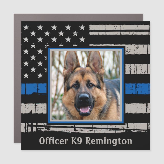 Thin Blue Line - Police Dog - Police Officer K9 Car Magnet (Front)