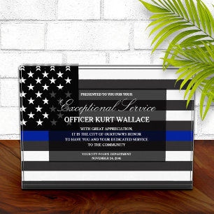 Thin Blue Line Police Exceptional Service Acrylic Award