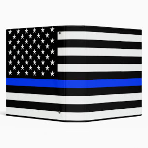 Thin Blue Line Police Flag 3 Ring Binder