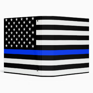 Thin Blue Line Police Flag 3 Ring Binder