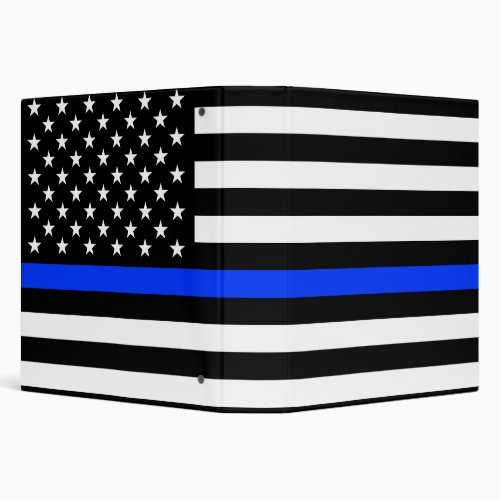 Thin Blue Line Police Flag 3 Ring Binder