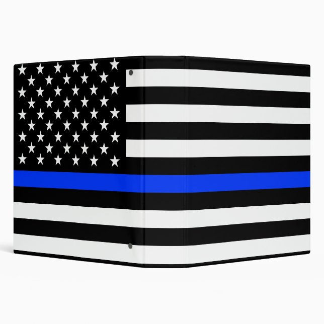 Thin Blue Line Police Flag 3 Ring Binder (Background)
