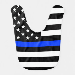 Thin Blue Line Police Flag Baby Bib