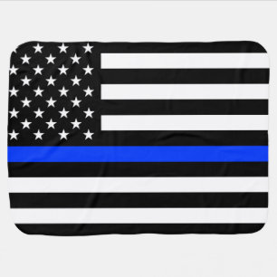 Thin Blue Line Police Flag Baby Blanket