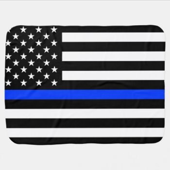 Thin Blue Line Police Flag Baby Blanket by FlagGallery at Zazzle