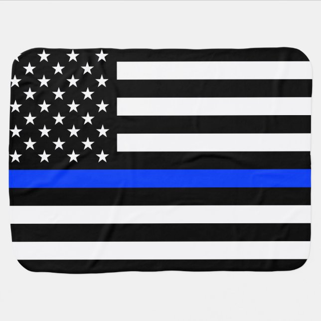 Thin Blue Line Police Flag Baby Blanket (Horizontal)
