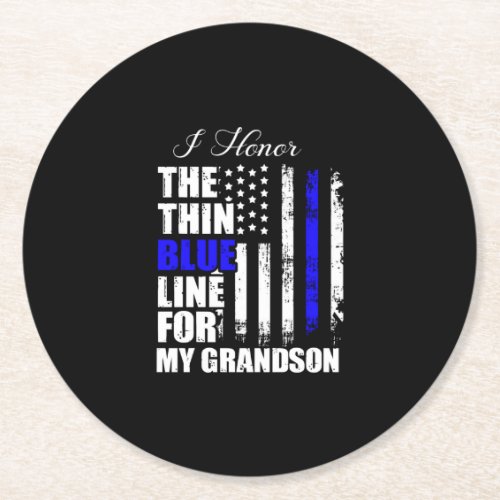 Thin Blue Line Police Flag Back The Blue Round Paper Coaster