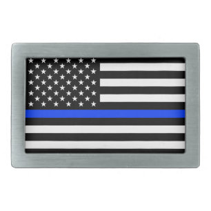 Thin Blue Line Police Flag Belt Buckle