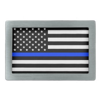 Thin Blue Line Police Flag Belt Buckle by FlagGallery at Zazzle