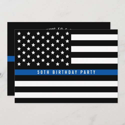 Thin Blue Line Police Flag Birthday Party Invitation