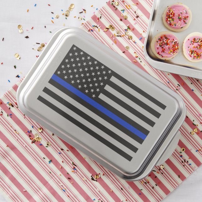 Thin Blue Line Police Flag Cake Pan (In Situ)