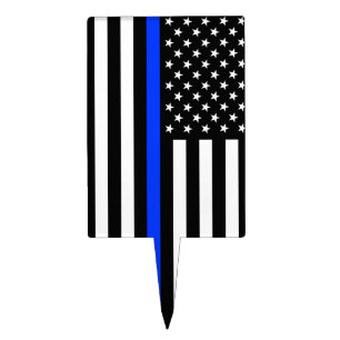 Thin Blue Line Police Flag Cake Topper