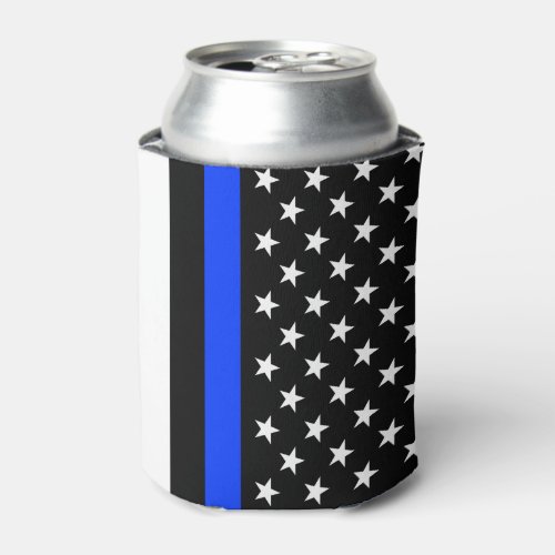 Thin Blue Line Police Flag Can Cooler