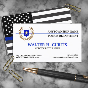 Thin Blue Line Police Flag Custom Business Card by reflections06 at Zazzle
