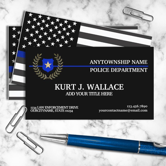 Thin Blue Line Police Flag Custom Business Card (Creator Uploaded)