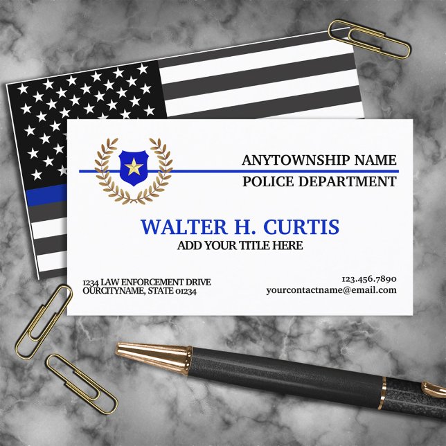 Thin Blue Line Police Flag Custom Business Card (Creator Uploaded)