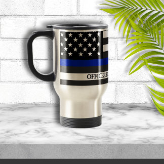 Thin Blue Line Police Flag Custom Travel Mug