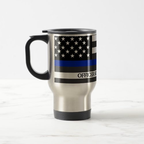 Thin Blue Line Police Flag Custom Travel Mug