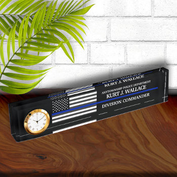 Thin Blue Line Police Flag Desk Name Plate by reflections06 at Zazzle