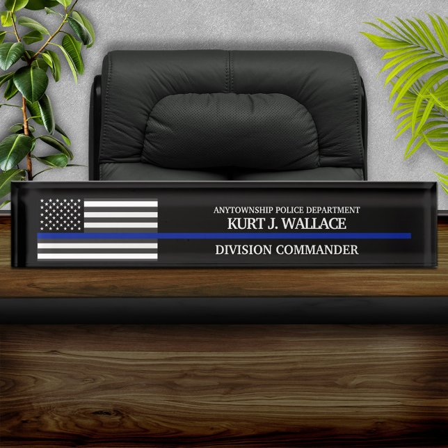 Thin Blue Line Police Flag Desk Name Plate (Creator Uploaded)